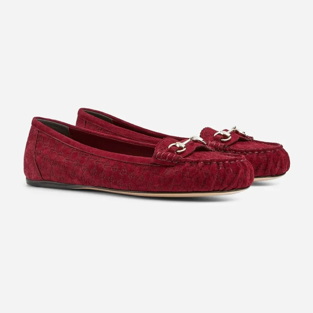 NEW GUCCI Women's Suede Kensington Horsebit Loafers EU 39.5 US 9.5 Ballet Flats - Picture 3 of 11